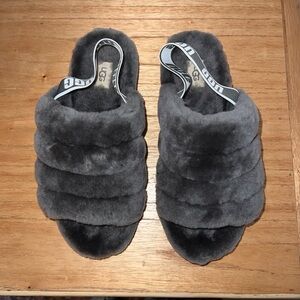 UGG Fluff Yeah Charcoal Gray Slide in Women’s Size 10